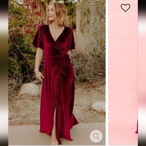 Baltic Born Meghan Velvet Wrap Maxi Dress in Mulberry, sz Medium